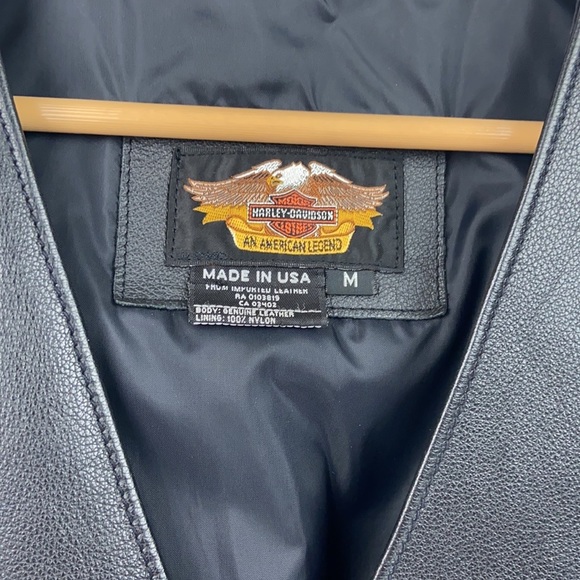 Harley Davidson Black Leather Vest Medium - Picture 2 of 8